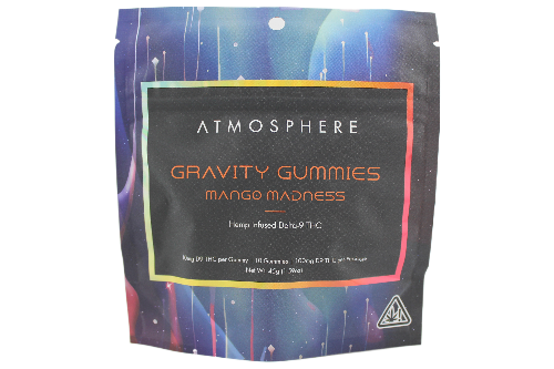 Gravity Gummies Mango Madness THC gummies by ATMOSPHERE, hemp-derived Delta 9 mango THC gummies.