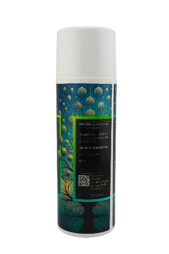 Back of Radiant Relief Rub by ATMOSPHERE showing product directions, ingredients, and QR code label for CBD rub.
