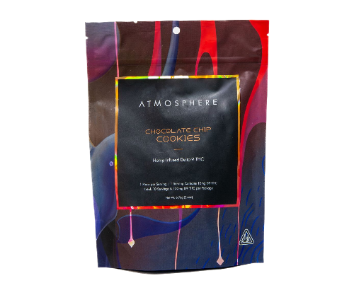 Chocolate Chip Cookie Bites THC cookies by ATMOSPHERE, hemp-derived Delta 9 cookies with chocolate chip flavor packaging front view.