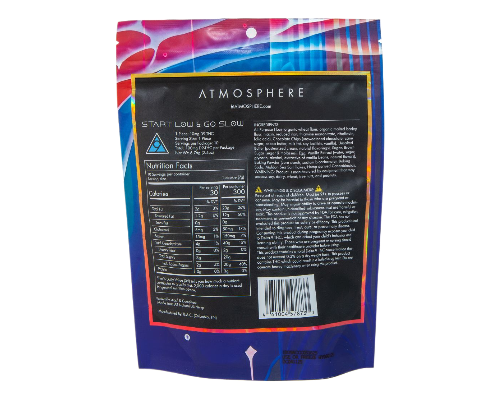 Back of Chocolate Chip Cookie Bites THC cookies by ATMOSPHERE showing ingredients, nutrition facts, and Delta 9 edible details for these Tennessee edibles.